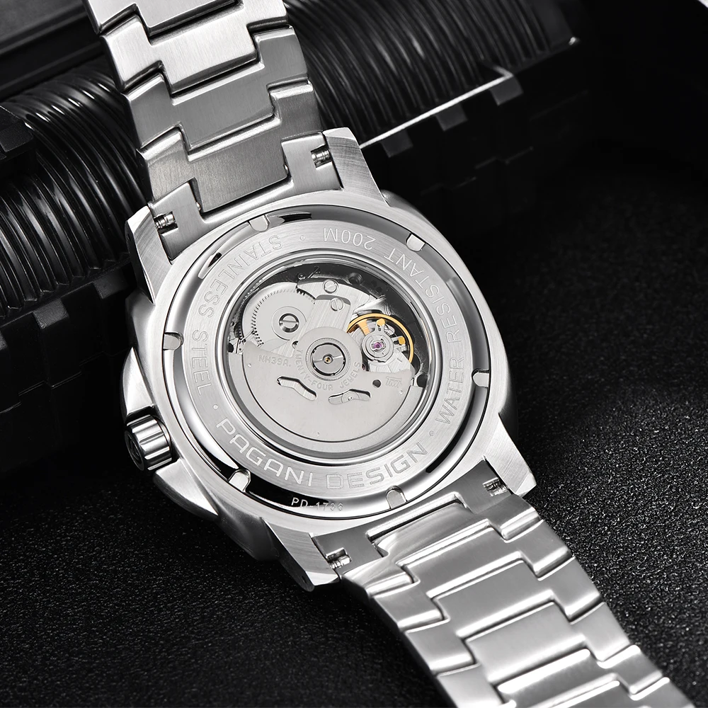 PAGANI DESIGN 43MM Ceramic Bezel Men Mechanical Watch Top