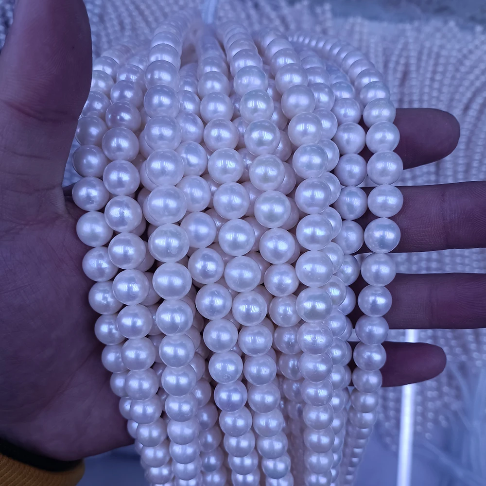 

Круглый Блестящий безупречный жемчуг 9-10 мм, натуральный пресноводный бижутерия «сделай сам» для изготовления ожерелий, серег, шармов, браслетов, аксессуаров