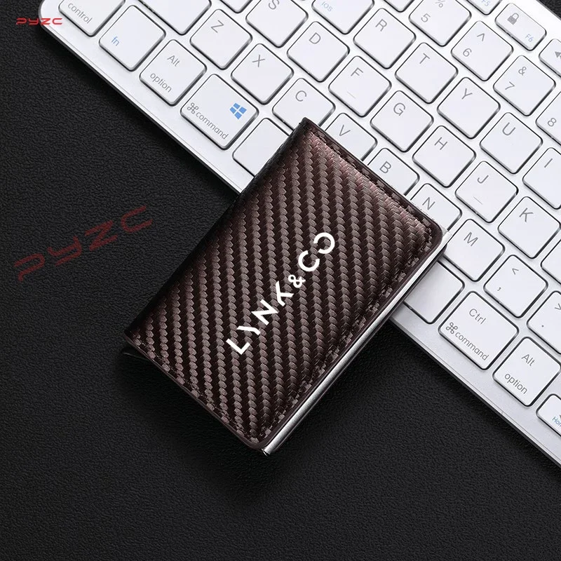 Carbon Fiber Card Holder Case Men Wallets Black PU Leather Voor Lynkco Lynk & Co 05 06 5 6 Lynk Co 05 06 01 Auto Accessories car card holder