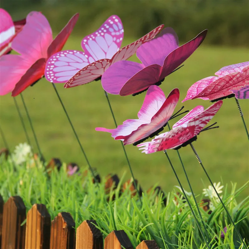 Colorful Butterflies Garden Yard Planter Butterfly Stakes Decoracion Outdoor Decor Flower Pots Decoration 12pcs butterfly decoration garden art decor