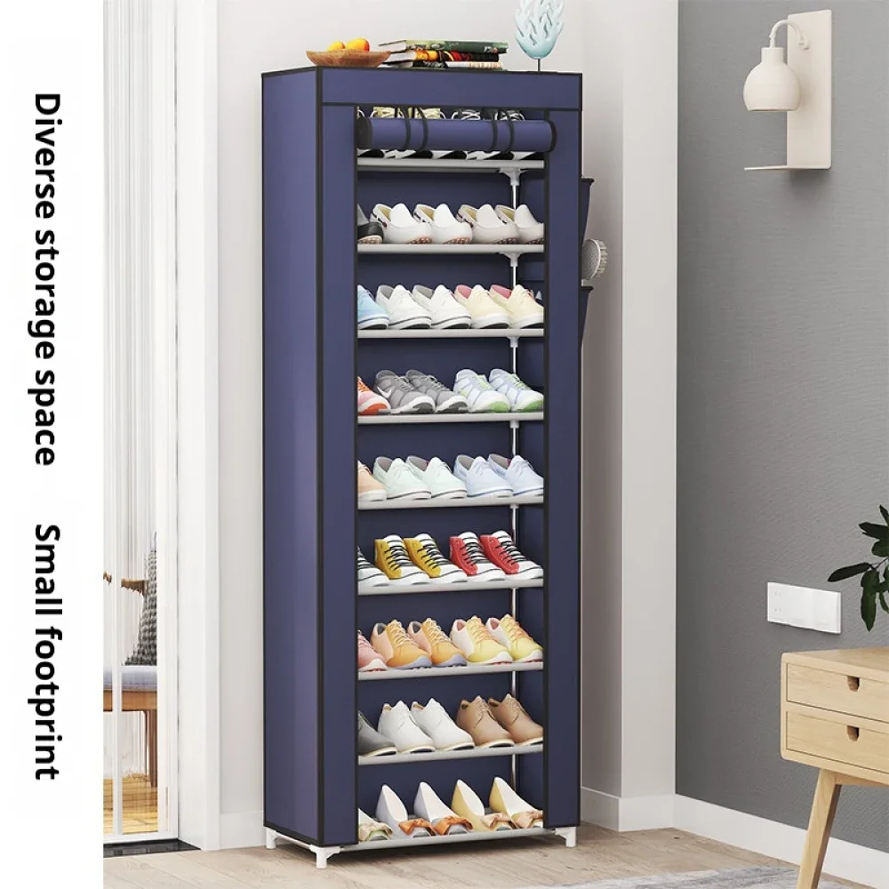 Multi-layer Shoe Rack Organizer Large Capacity Boot Storage Cabinet Non-woven Corridor Entrance Bracket Metal Shoe Cabinet