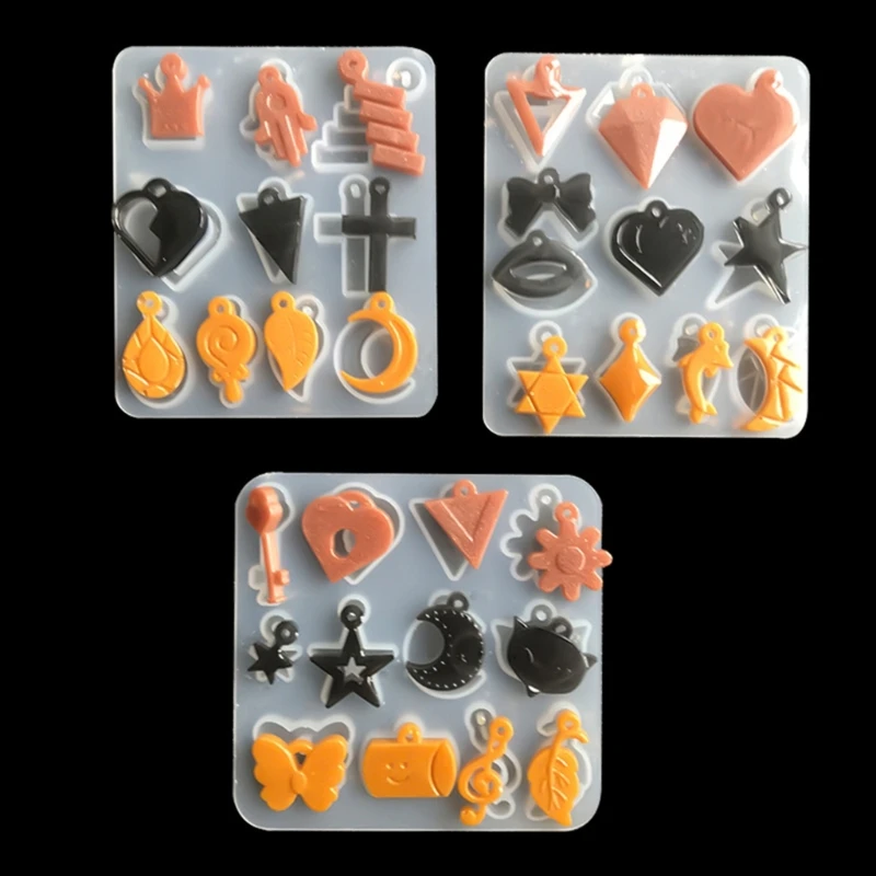 

3 Styles Multiple Shapes Keychain Mold Silicone Earrings Pendant Mold for Epoxy Resin Ornaments Jewelry Making Diy Craft