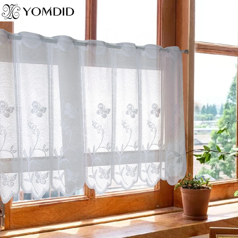 Rideau Voilage 80*120cm Floral Romains Fenêtre Rideau Stores Drapé Cantonnière - Maison