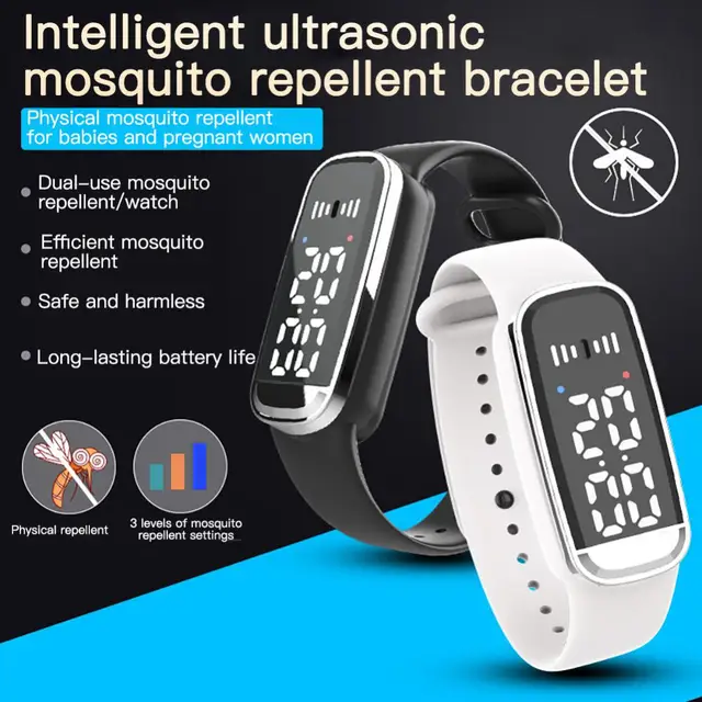 M80 Sonic Mosquito Riellent Watch Ultrahangellenes Szúnyogtaszító Karkötél Időjelző Kártevők Rovarvezérlő Karkötő - Image 2