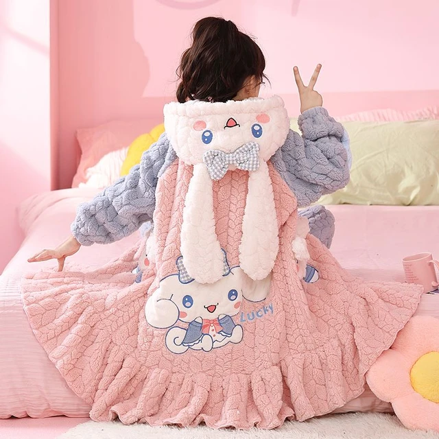 Kawaii sanrio anime hobby meine melodie kuromi cinna moroll winter korallen  samt pyjamas pyjamas mädchen heim kleidung set - AliExpress