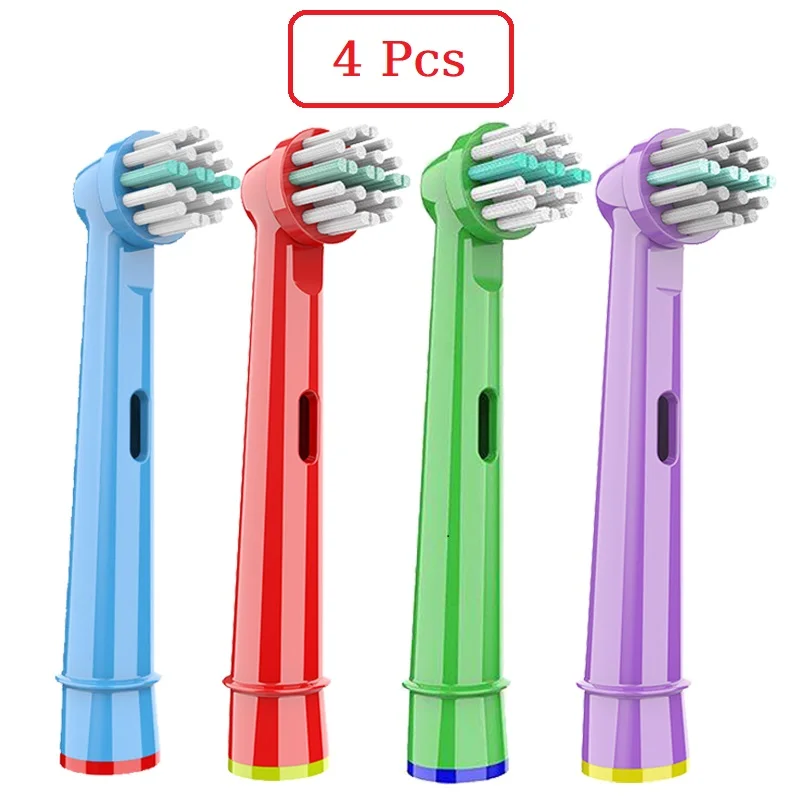 오랄 B 전동 칫솔용 4Pcs 어린이용 교체 브러시 헤드 엑스트라 소프트 듀퐁 브리슬 리필 EB-10A EB-17A EB-50A