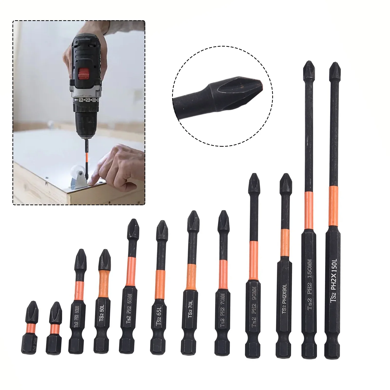 

Multi Purpose Impact Screwdriver Bit Set 12pcs PH2 Magnetic Bits Suitable for Various Screw Driving Applications