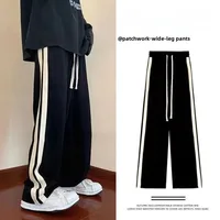 Plus Size American Style High Street Hot Sale Of The Season New Loose Women's Pants Summer Stripe Sports Wide Leg Pants Fashi...