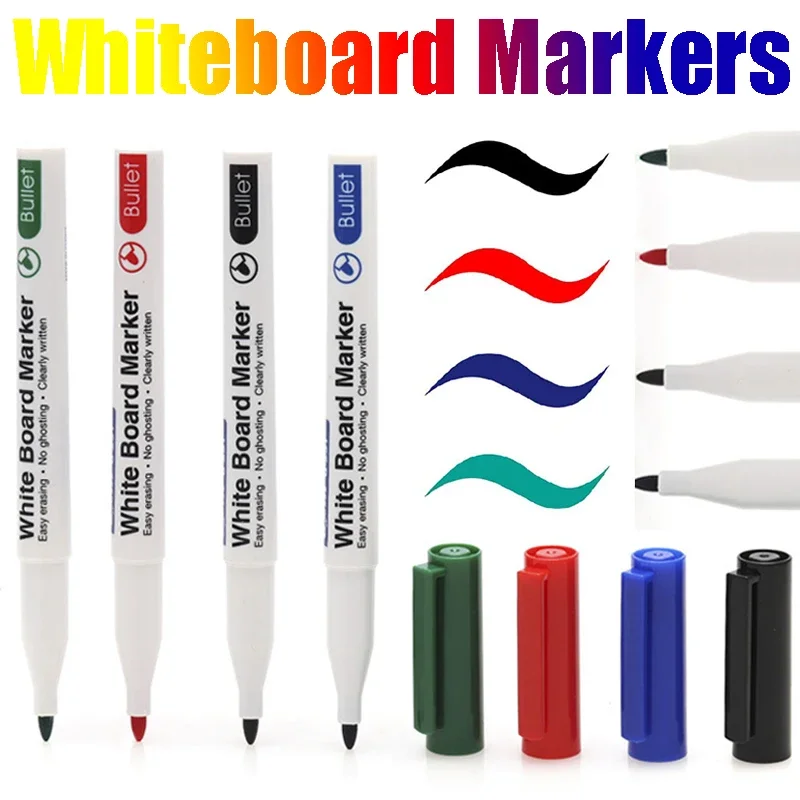 4pcs/set Whiteboard Marker Pens Blackboard Pens 4colors Erasable White Board Markers School Classroom Office Stationery Supplies white marker pens,marker pens,color marker pens,pen marker,dry erase markers,whiteboard pens