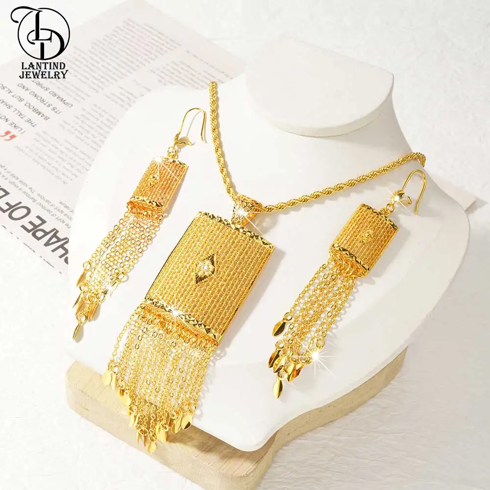 As00032 Dubai 24K Gold-Plated Handmade Tassel Necklace