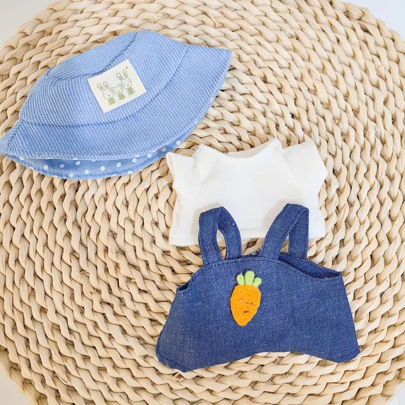 Ropa para muñecas de peluche en miniatura de 17 cm, accesorios para muñecas Labubu, ropa, regalo, serie de fiestas, sombrero, mono, camiseta