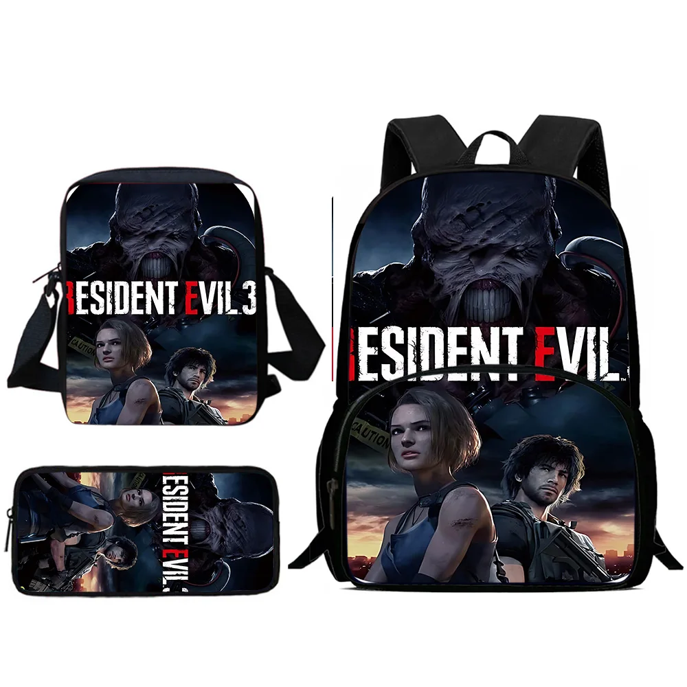 thumbnail image 1 of Juego de 3 mochilas para niños de Resident Evil, bolso de hombro, estuche para lápices, bolsos escolares de gran capacidad para niños y niñas, el mejor regalo, 1 of 5