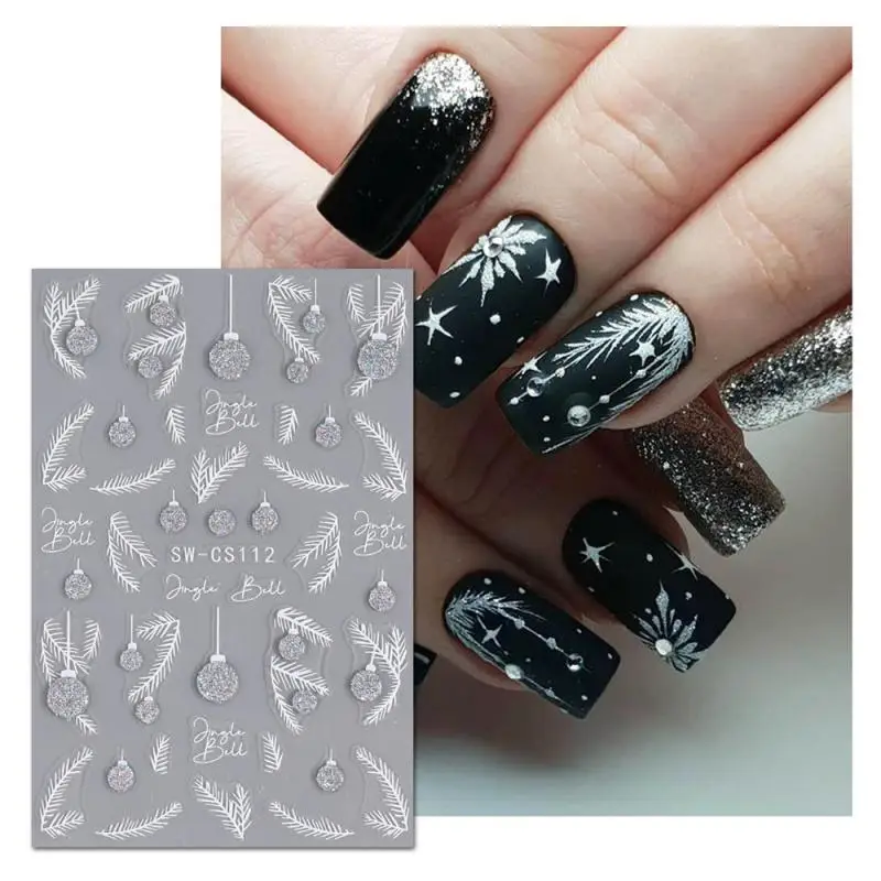 

Glitter Nail Stickers High Quality Nails Easy To Apply Perfect Lasting Sparkling Snowflake Feather Nail Decal Nail Art Stickers