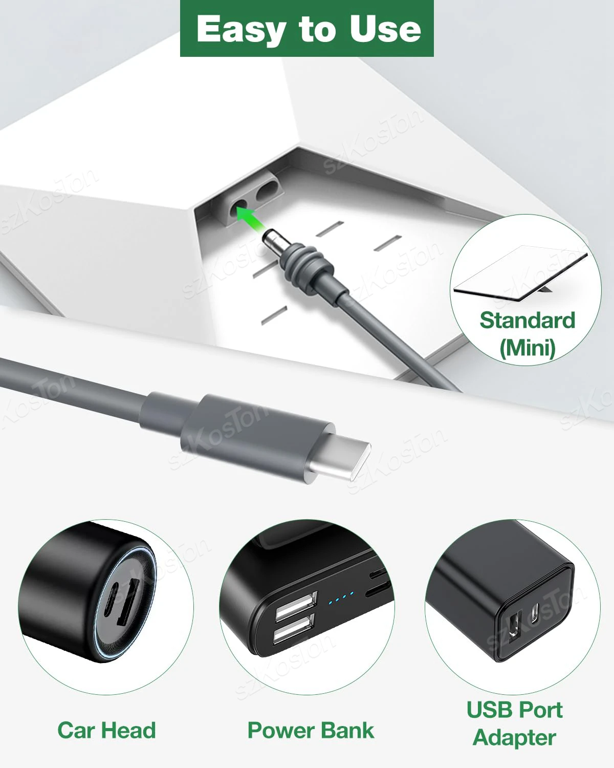 Type C to DC Power Cable Starlink Mini Gen3 Portable Charging Cord Outdoors Power Bank USB-C Input to DC Cable Starlink power cable