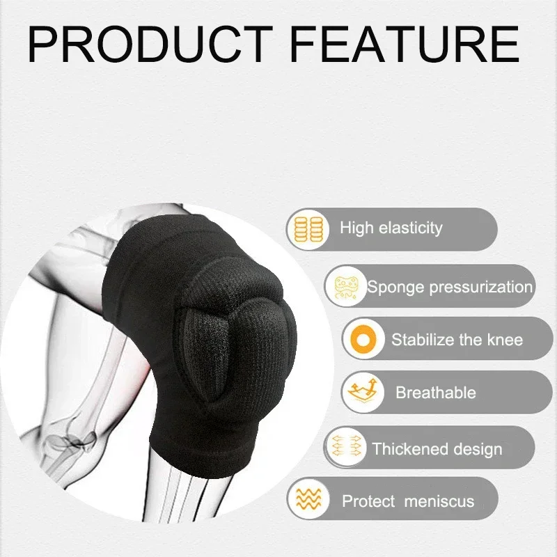 New Thickened protection Sports Kneepad Men Elastic Knee Pads Support Fitness Gear Basketball Brace Protector Male NonSlip Pads view 3
