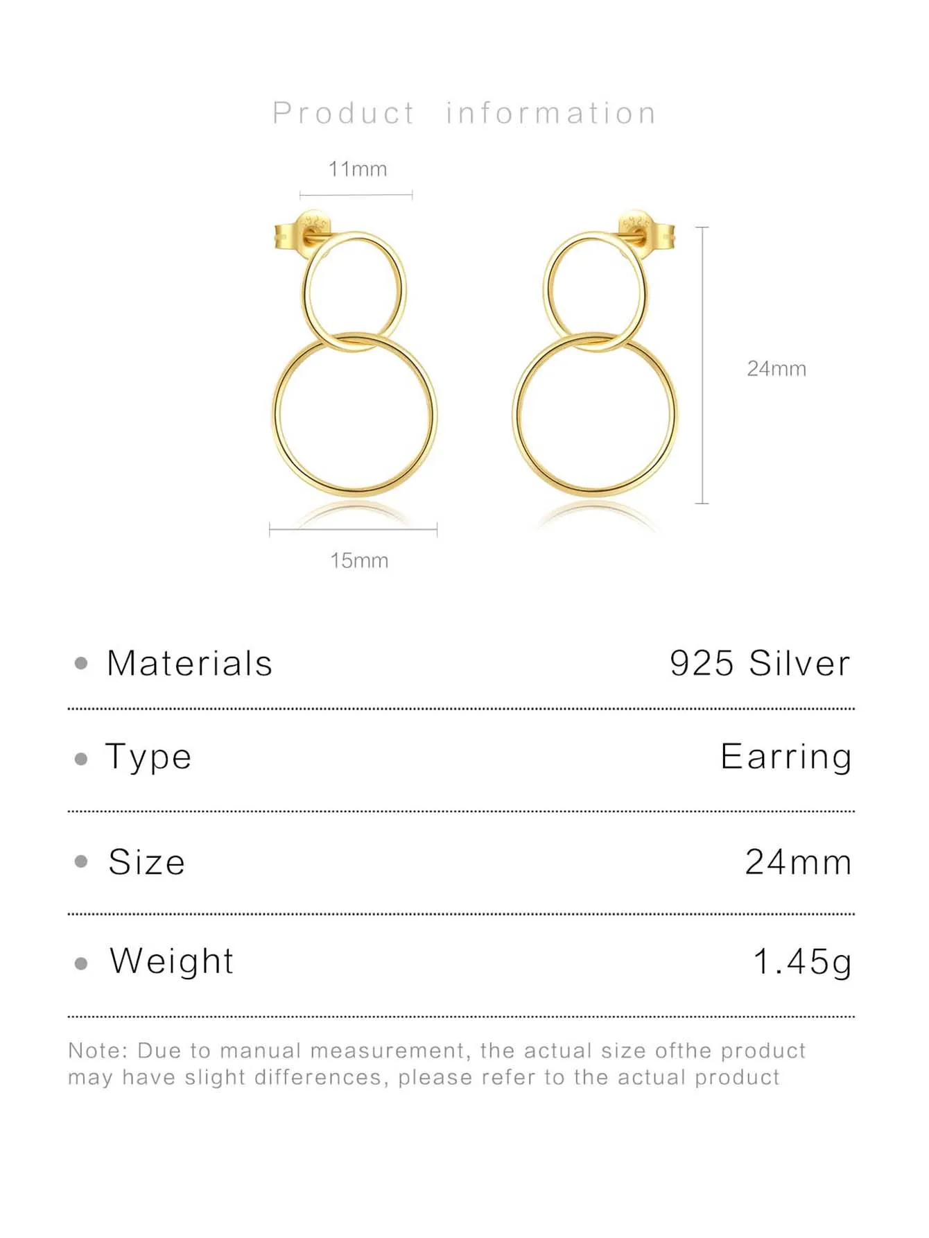 Drop Earrings 925 Sterling Silver Circle Drop Earring Clips For Women