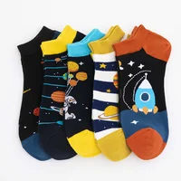 Chaussettes rayées à carreaux pour hommes et femmes, chaussettes de couleur géométrique pour couples, chaussettes de bateau tendance décontractées, 5 paires 6