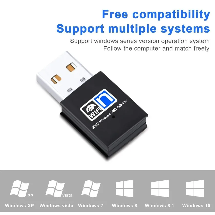 300Mbps 미니 USB 무선 Wifi 어댑터 WiFi 네트워크 LAN 카드 PC 데스크탑 컴퓨터 용 802.11b/g/n RTL8188 어댑터 네트워크 카드