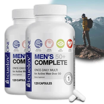 Men's 50+ Daily Super Multivitamin, High Potency Formula for Brain, Eye & Heart Health, Vitamins A C D E K B1 to B12 Gluten Free