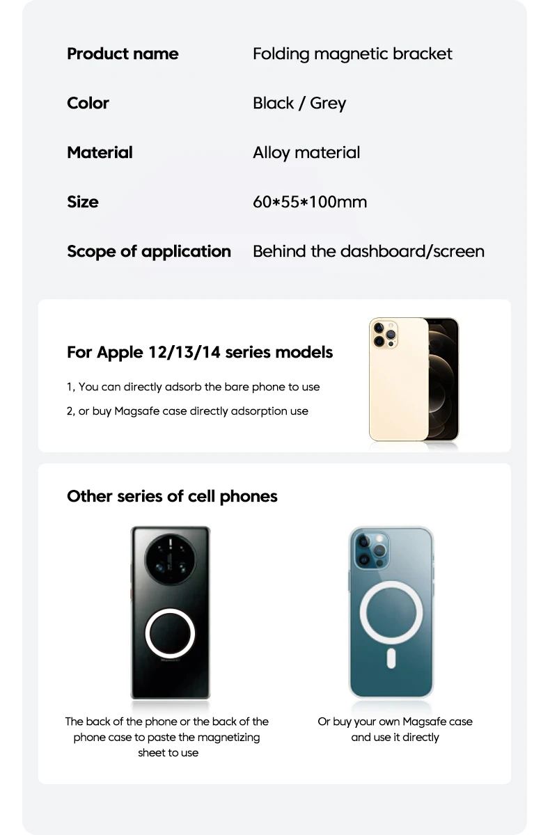 720° Rotate Magnetic Car Cell Phone Holder Magnet Mouth For iPhone 14 13 12 Pro MagSafe Car Holder Stand Smartphone GPS Bracket