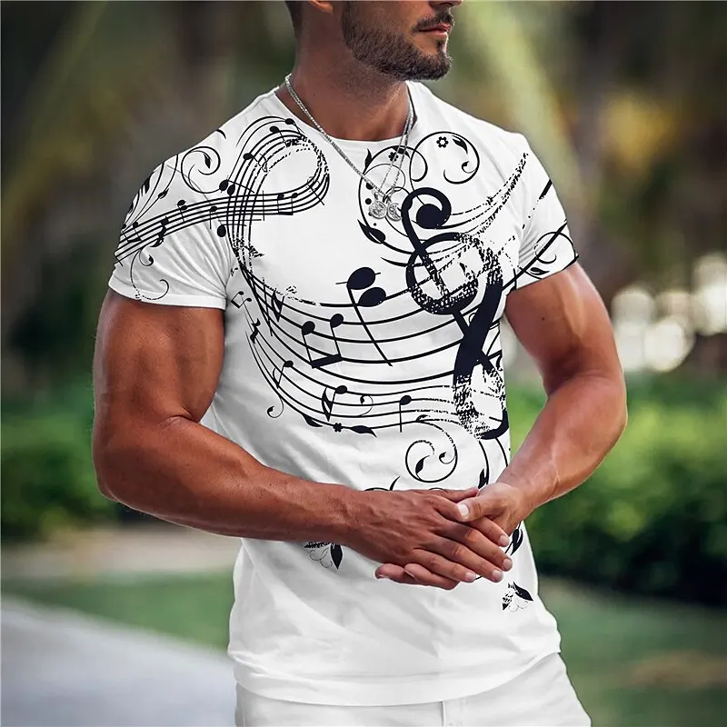 

Summer Musical Notes T Shirt 3D Print Streetwear Man Woman Oversized T-shirts Vintage Fashion Harajuku Tees Kids Tops Clothing