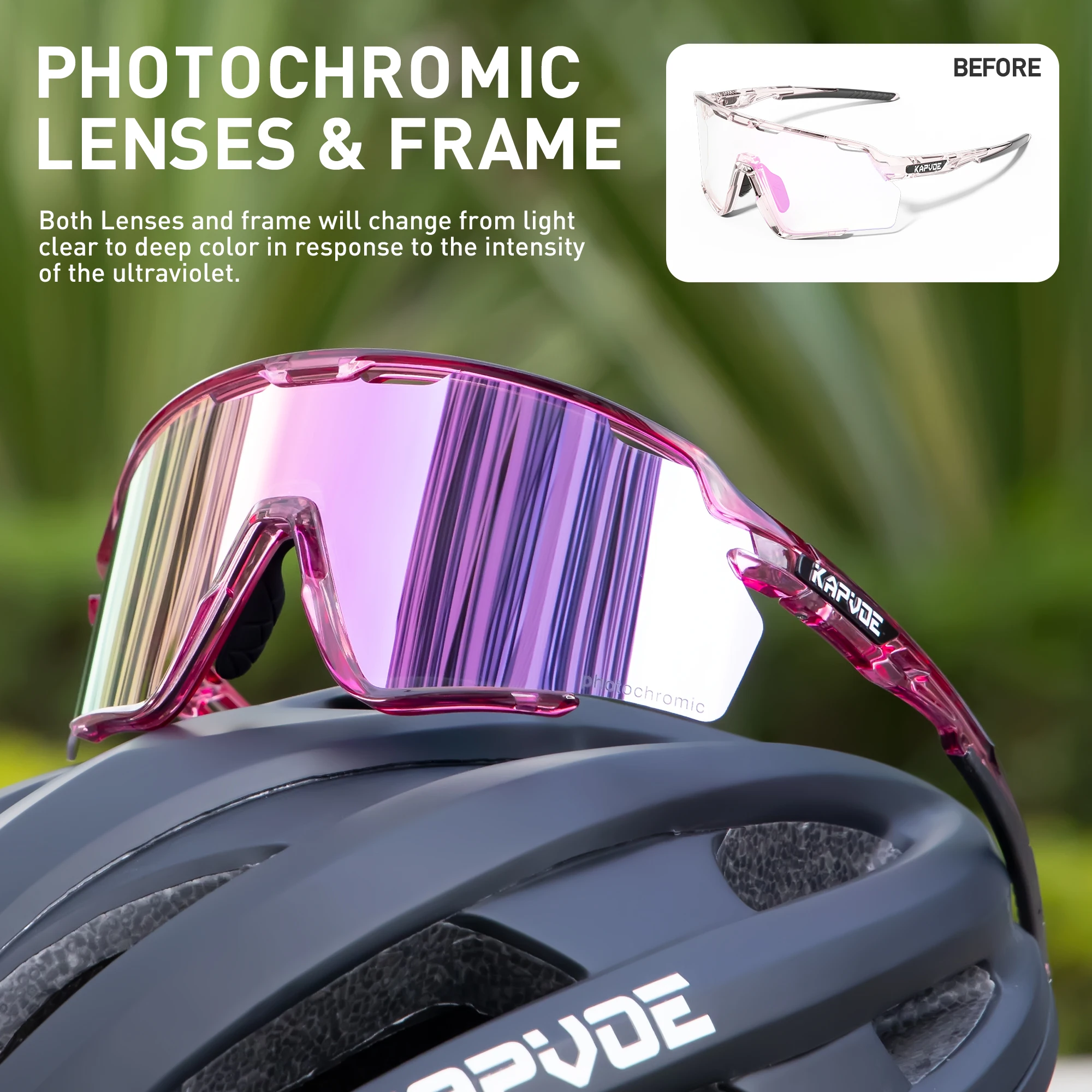 Photochromic Cycling Sunglasses Men Women Outdoor TR90 Frame Sports Bicycle Glasses UV400