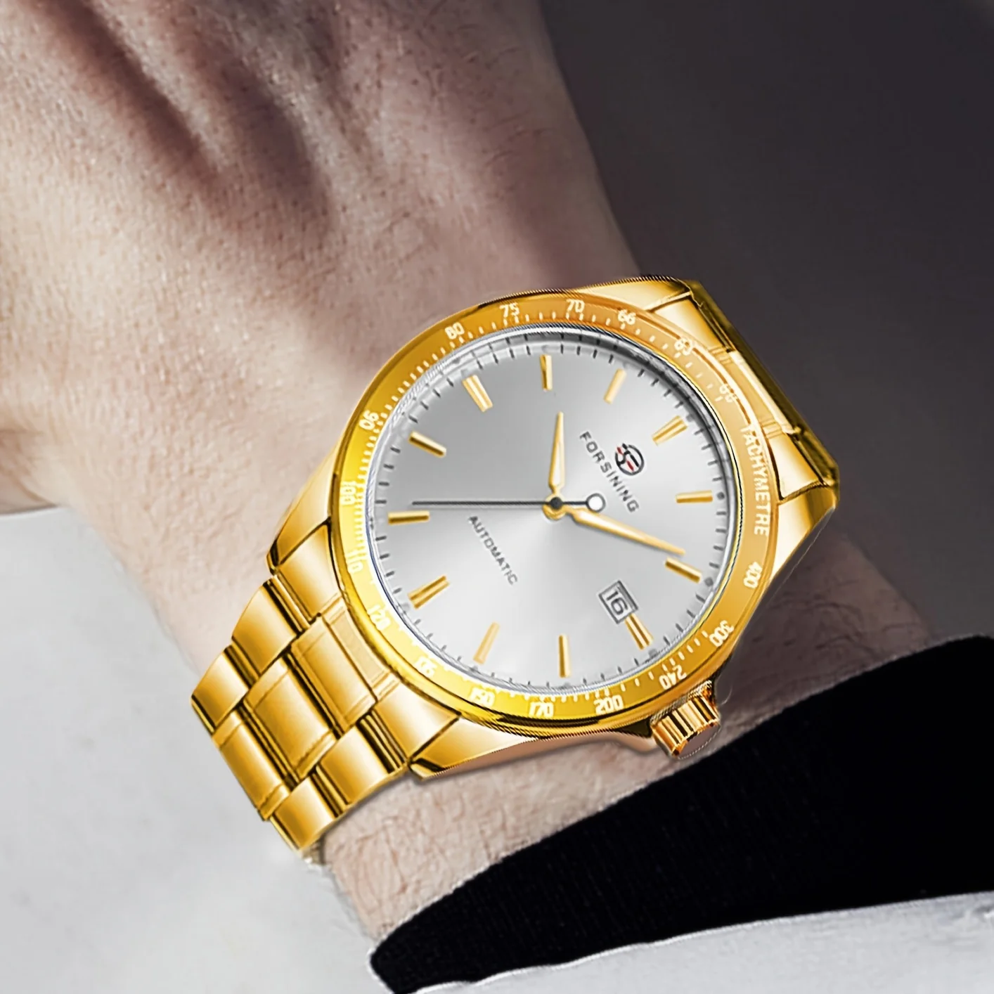 Orologio meccanico automatico di lusso per uomo - Cinturino in acciaio inossidabile, telaio ritagliato, elegante cassa in acciaio inossidabile, regalo perfetto per lui, Business C_voghion.com