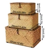 Wicker Rattan Woven Storage Basket Daily Home Wardrobe Clothing Grocery Laundry Basket With Lid Desktop Cosmetics Storage Box 6
