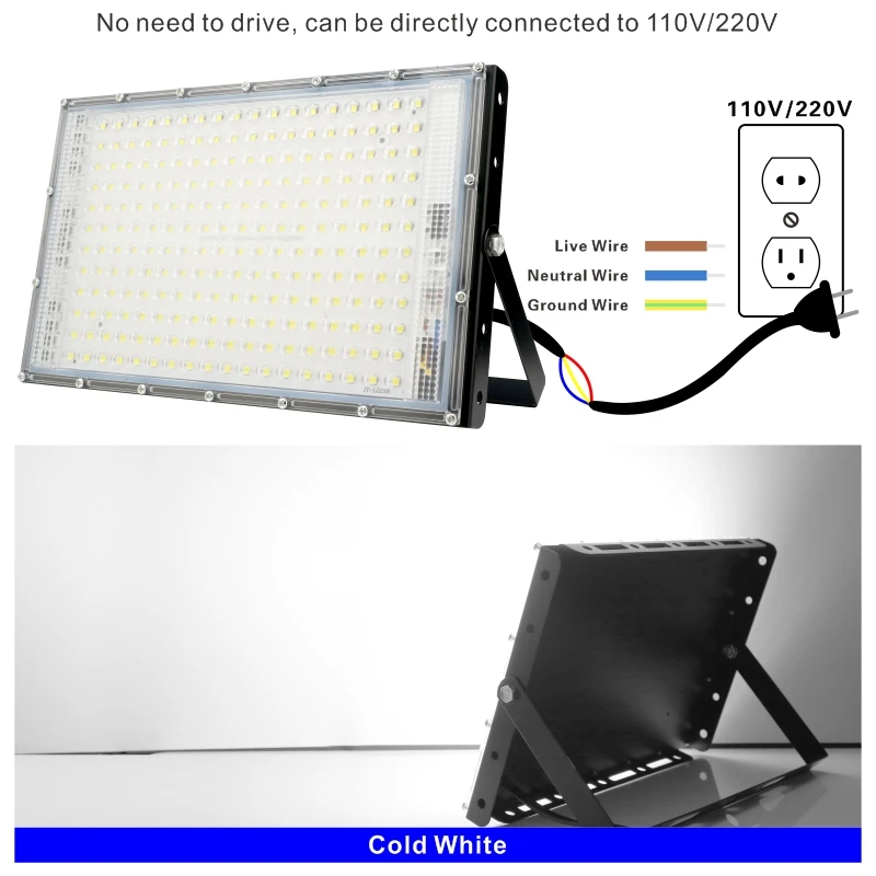 LED Flood Light 1/2/3PCS 110V 220V 50W 100W 150W 200W Outdoor Waterproof Wall Reflector Street