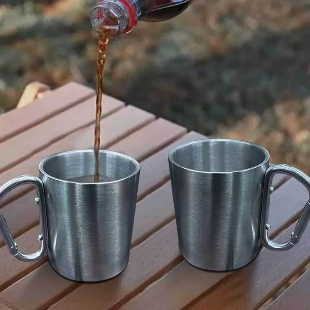 Portable Stainless Steel Button Water Cup Leak-Proof Outdoor Camping Hiking Travel Mug with Compact Design Durable  Camping Gear 3