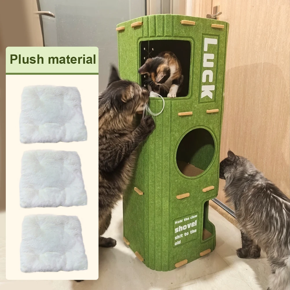 3-Tier Square Cat Climbing Frame Scratch Resistant Safe Cat House Creative Cat Bucket for Multi-Cat Family Pet Entertain Nest