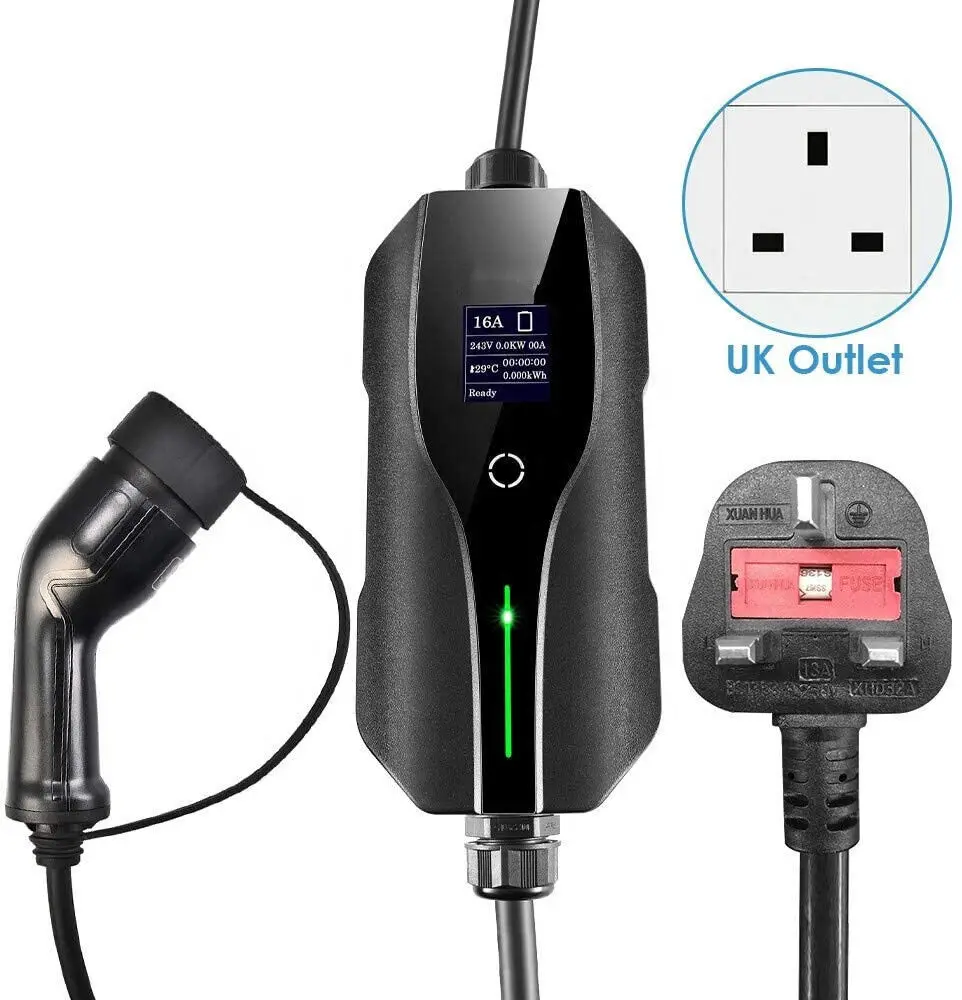 

Portable EV Electric Vehicle Nomal Charger Type 2 13A 250V 7 Metre with UK Plug