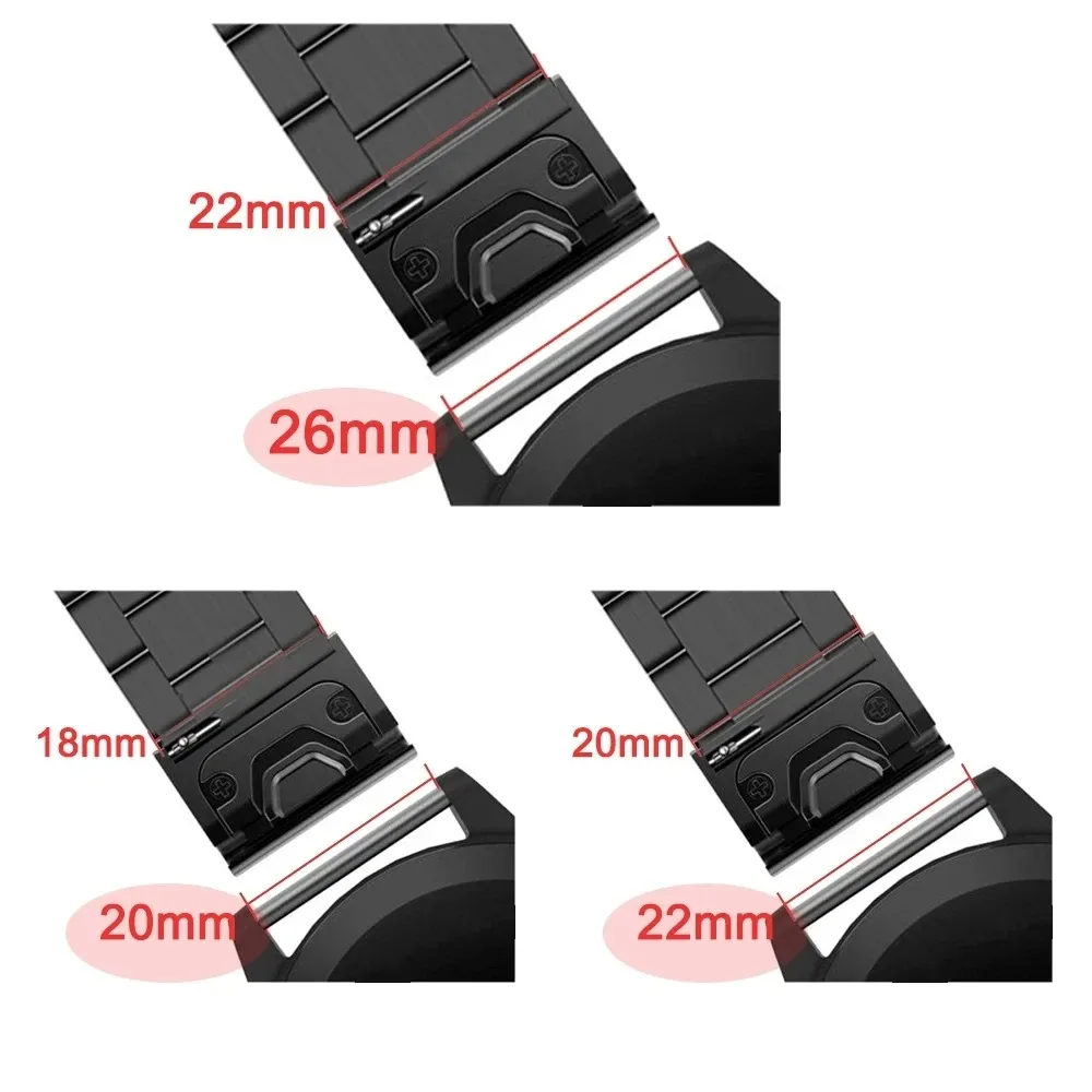 Quick Release Solid Stainless Steel Watch Strap - 20, 22, 26mm