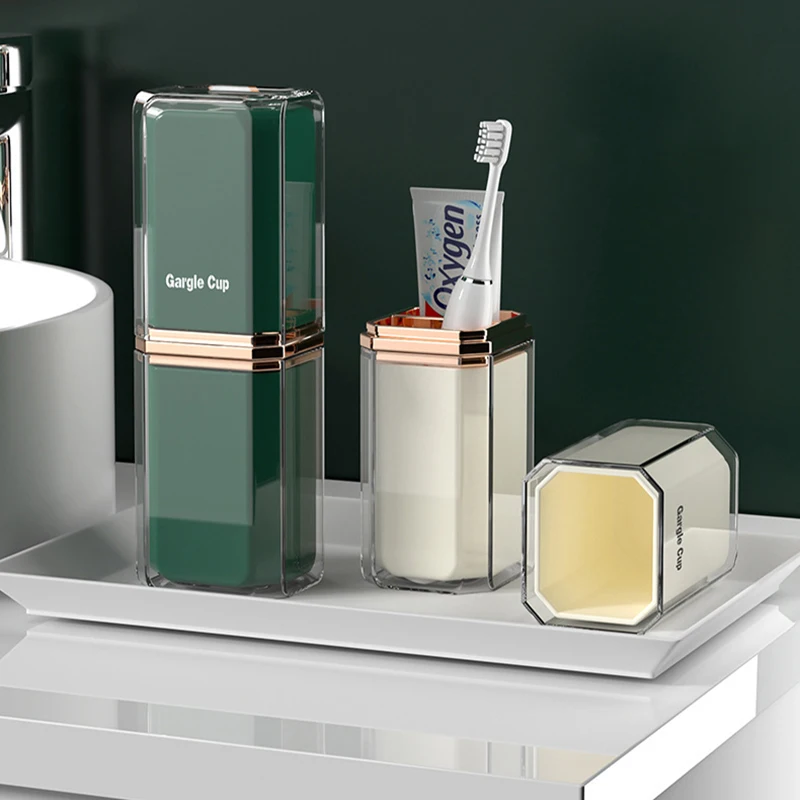 Luxury Travel Wash Cup Portable Toothpaste Toothbrush Storage Box Organizer Tooth Brush Holder Container Bathroom_voghion.com