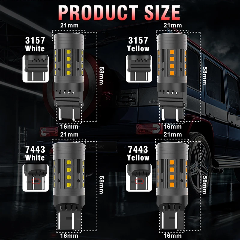 3157 7443 LED  3157 P27/7W T25 7443 W21/5W T20 ĵ 1:1 , 극ũ Ʈ  õ,    ǳ