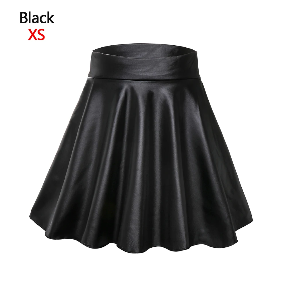 חצאית מיני קצרה עם מותן גבוה לנשים מעור סינטטי