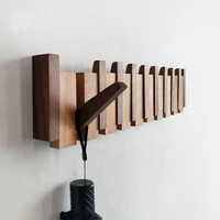 Wall-Mounted Coat Rack Beech and Walnut Hook Hidden Decoration Hook Hanger Foldable Bedroom Closets Wooden Wall Shelf Home Decor 1