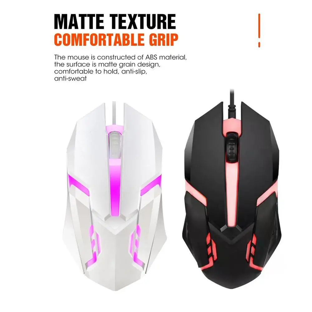 Wired Gaming Mouse LED Luminous Backlit Mechanica Side Glare Gaming Home USB Macro Office Laptop Button Compute C2D1