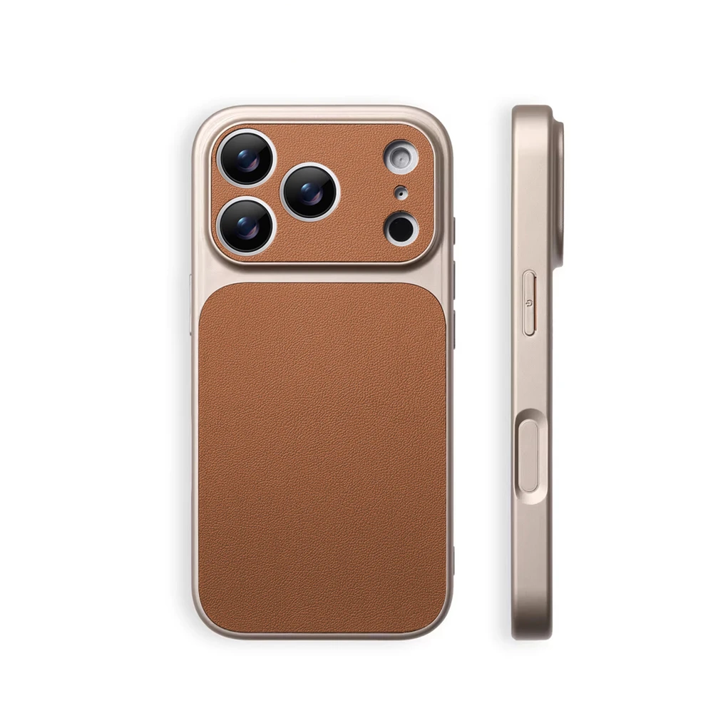 Luxury Leather Matte Shockproof Bumper Case with Full Lens Protection