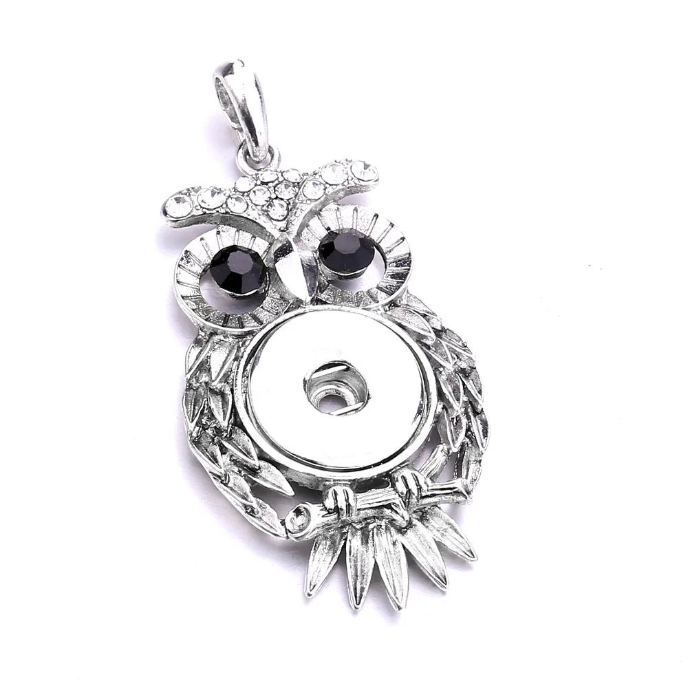10pcs Vintage Style Metal Owl Snap Necklaces for Women Fit 18mm Snap Buttons Jewelry
