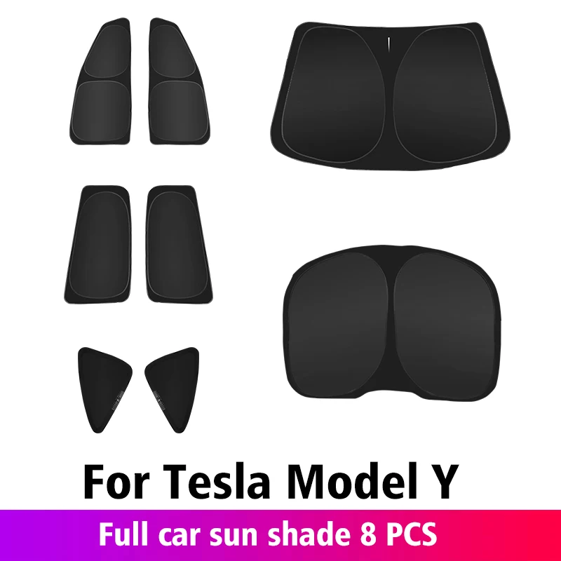 For Tesla 2021-2022 Model 3 Model Y Car Front Rear Windshield Sun Shade Privacy Trim Side Window Sunshade Decorative Accessories car decals Other Exterior Accessories