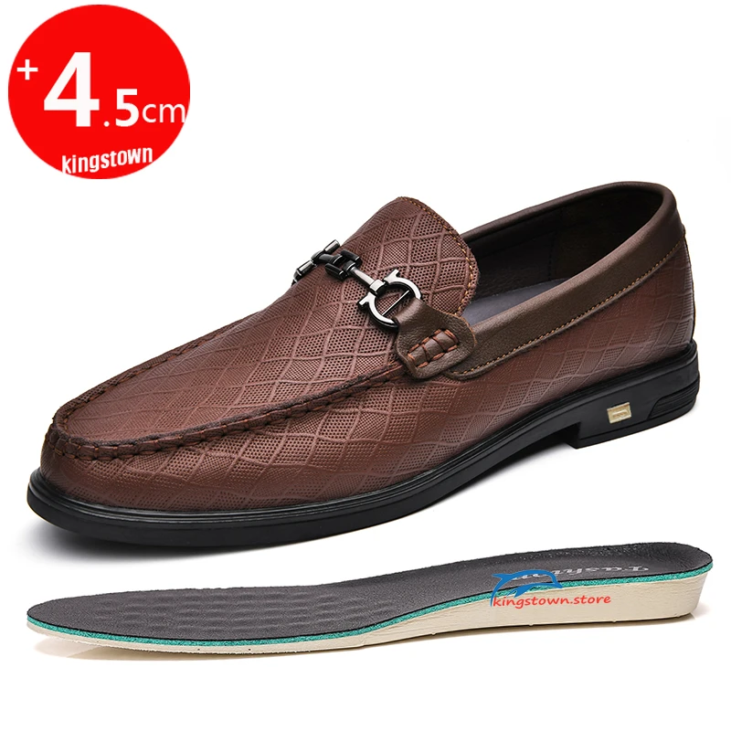 Mocasines de negocios para hombre, calzado elevador de cuero, para aumentar la 4,5 CM, color negro, estilo británico| | - AliExpress