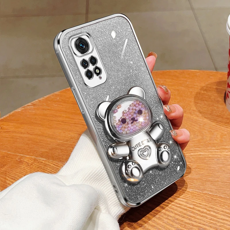 thumbnail image 1 of Note11 Cute Bear Holder Case On For Xiaomi Redmi Note 11 Pro 4g 5g 11s 11E 11t 11proPlus 10 10s 9 9s 8 7 Stand Cover Note11s, 1 of 5