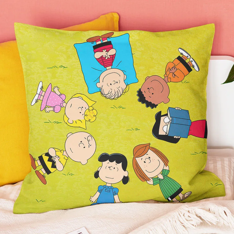 Almohada con estampado de anime de Peanuts, cojín suave con dibujos animados kawaii de Snoopy y Charlie Brown, cojín decorativo para sofá, silla, cama de coche