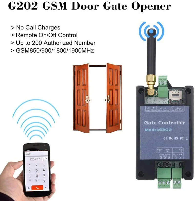 4G Gsm Gate Opener Relè Interruttore Telecomando Apriporta Chiamata Gratuita 850 900 1800 1900Mhz Per Smart Home Garage