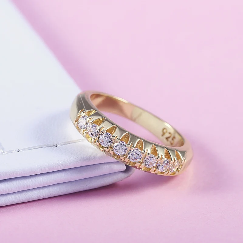 925 Sterling Silver Gold Wedding Engagement Rings Women Girls CZ Crystal Trendy Jewelry silver rings silver ring wedding rings gold plated silver ring gold rings golden ring