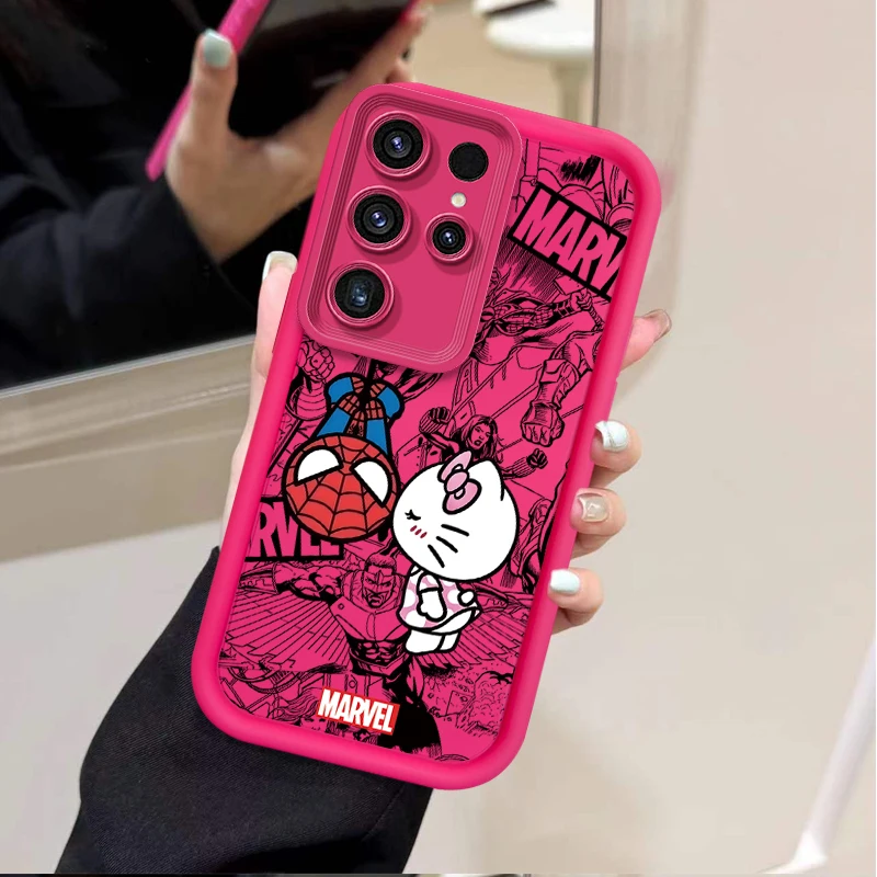 thumbnail image 1 of Marvel Spider Man Cat Funda de silicona líquida para teléfono Samsung Galaxy S24 Ultra S23 S22 S21 Plus FE A54 A34 A14 A73 A53 A33, 1 of 4