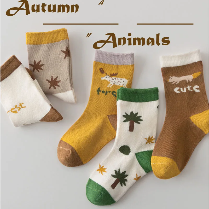 

Baby Socks Autumn Winter Cotton Socks Boys 5 Pairs/bag Childern Cute Squirrel Pattern Socks Kids Boys And Girls