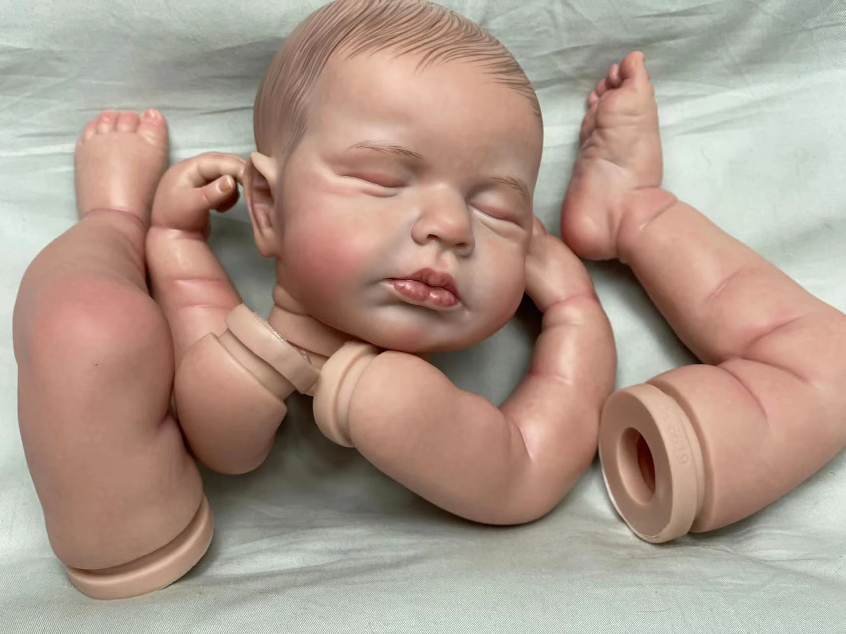 Anjo Doll 50CM Bebe Reborn Kits Loulou And Levi Handmade Painted Sleeping Reborn Doll Vinyl DIY Blank Unassembled Kit Toy Boneca