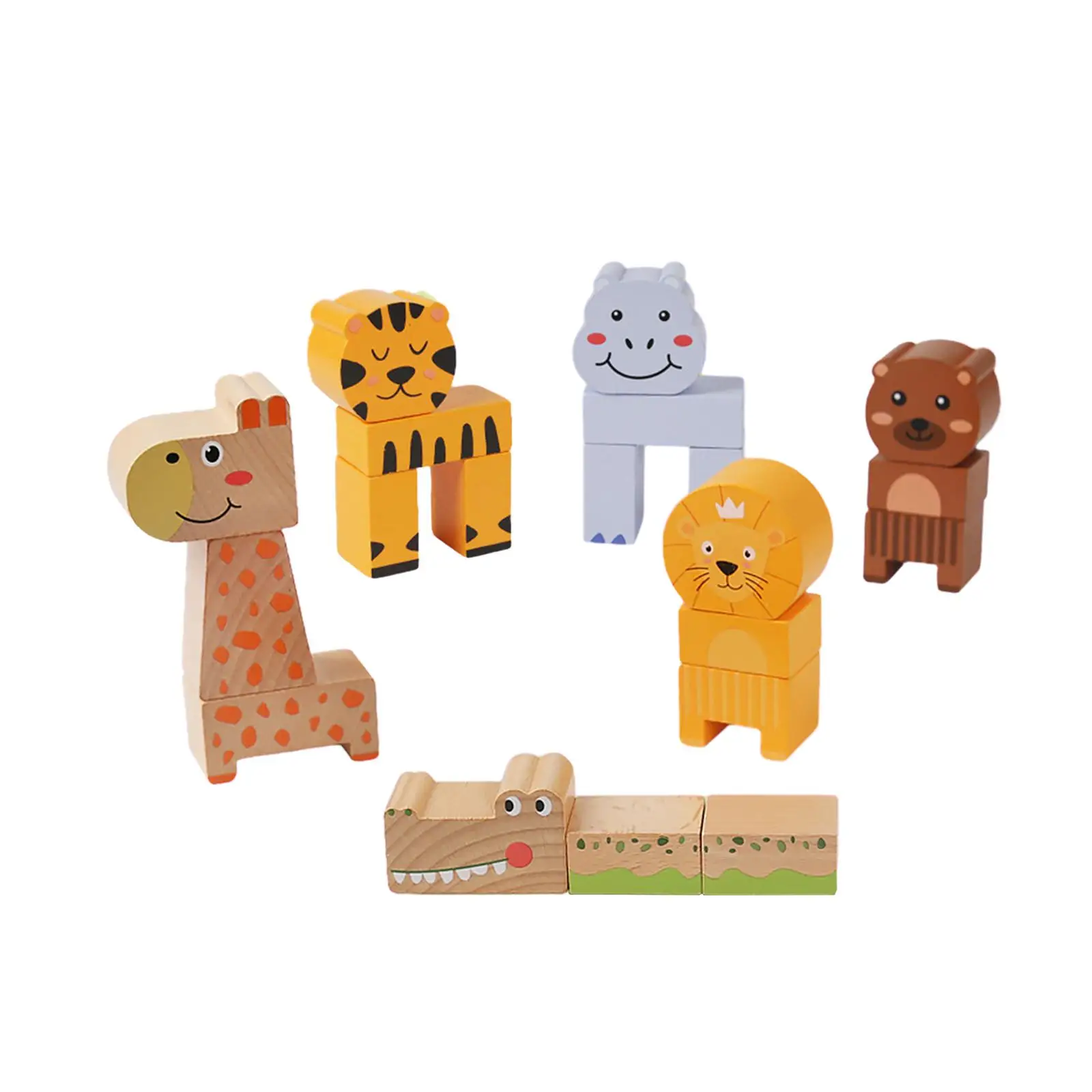 Wooden Animals Stacking Blocks Fine Motor Skill Toy Learning Montessori Toy for 3 4 5 6 Years Old Kids Boys Girls Children Gifts